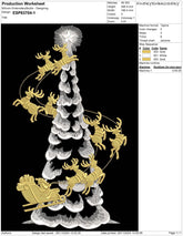 Elegant Santa and Sleigh Christmas Tree Embroidery Design - FineryEmbroidery